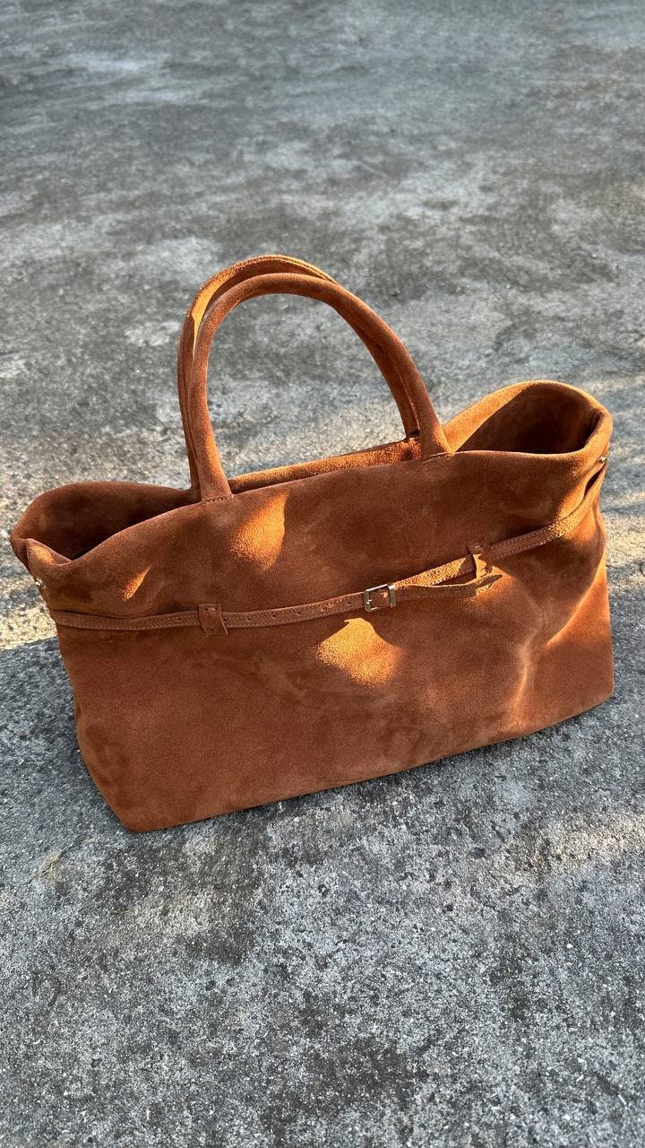 Practical ginger suede bag