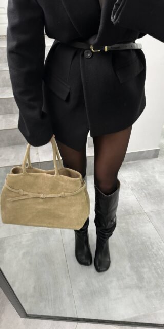 Практична сумка з бежевої замші - Зображення 4