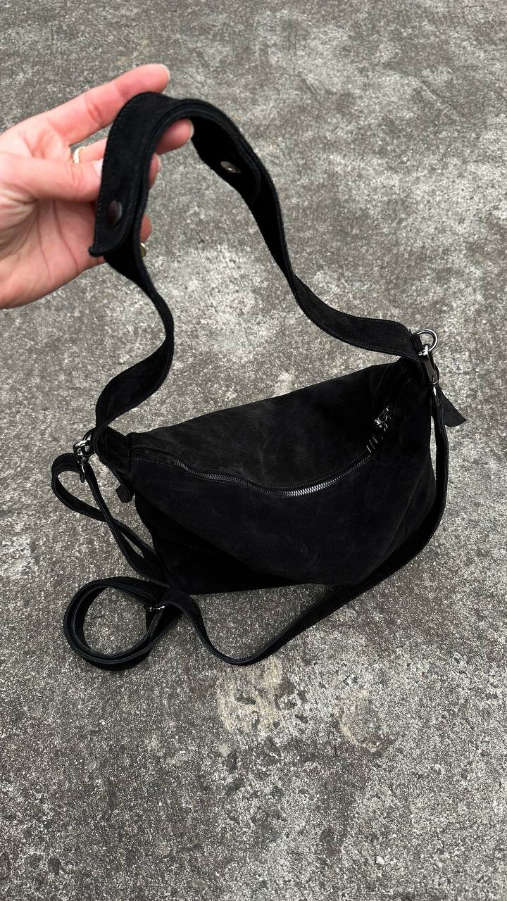 Spacious black suede bag - Image 2