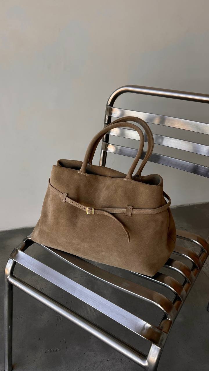 Practical beige suede bag